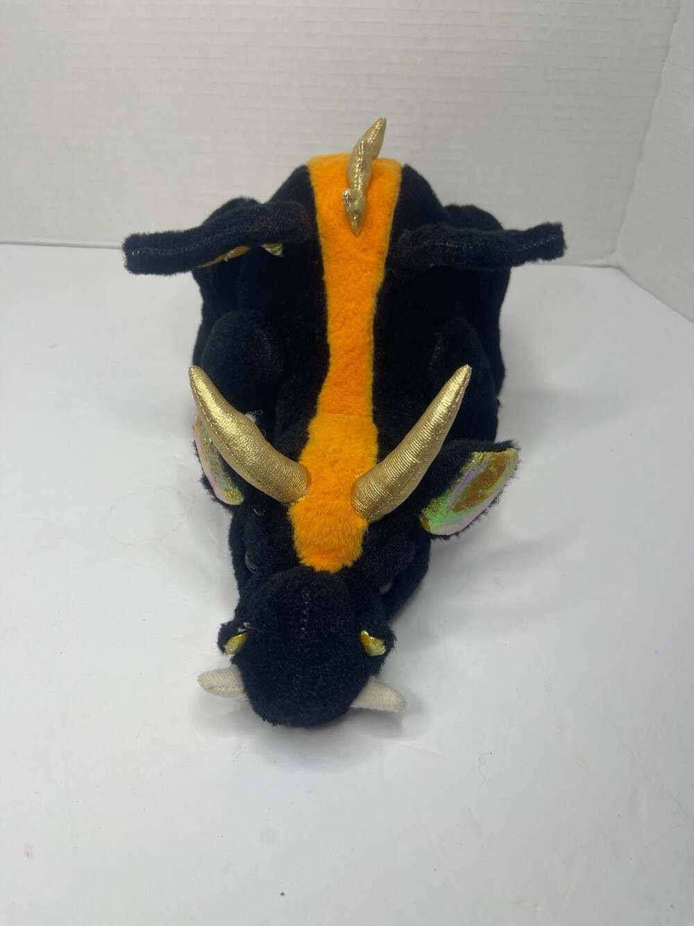 (No Code) Ganz Webkinz Lava Dragon HM463 11” Black Orange Plush Stuffed Animal